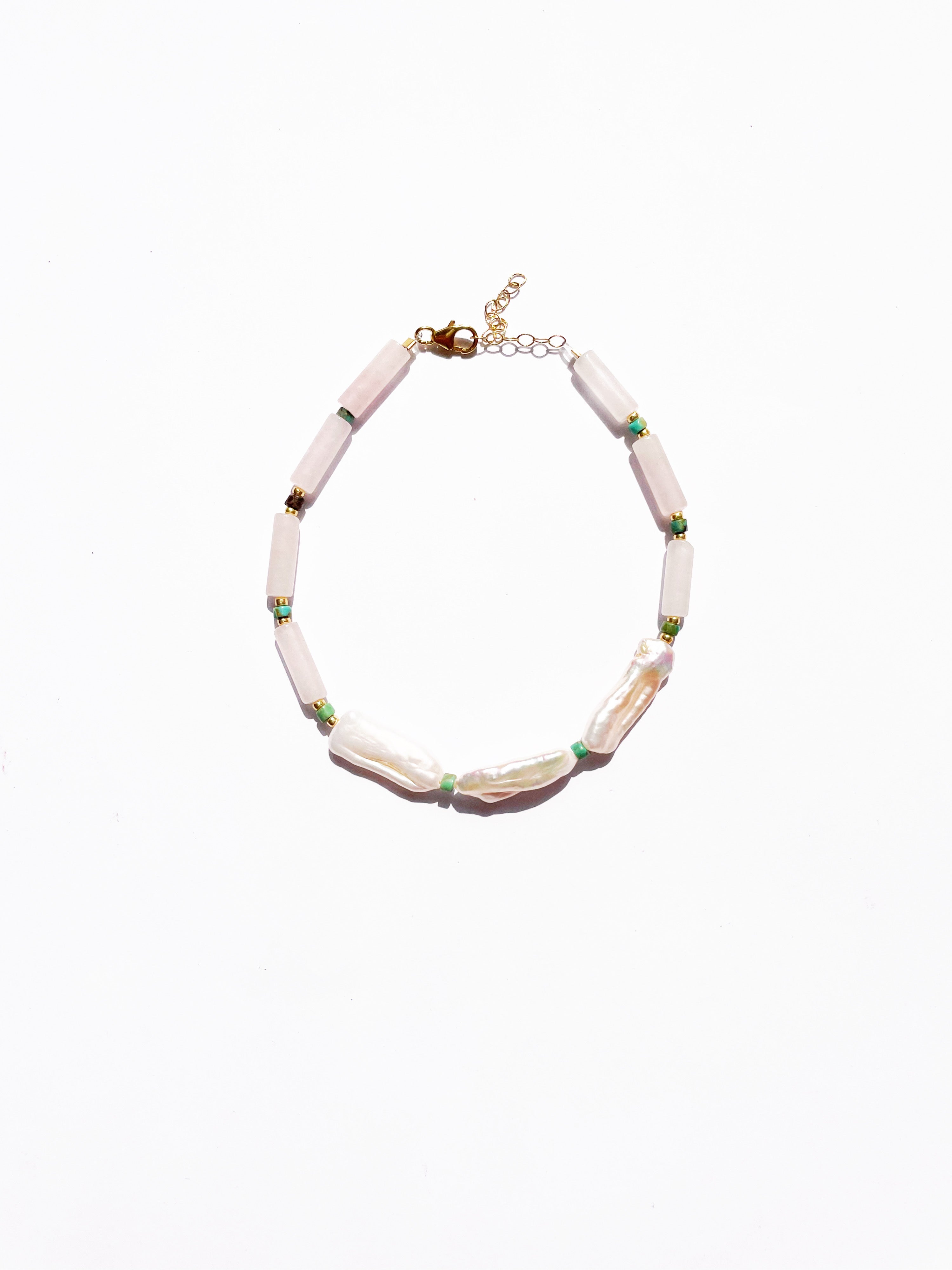 Sea Me Now Rose Quartz Anklet