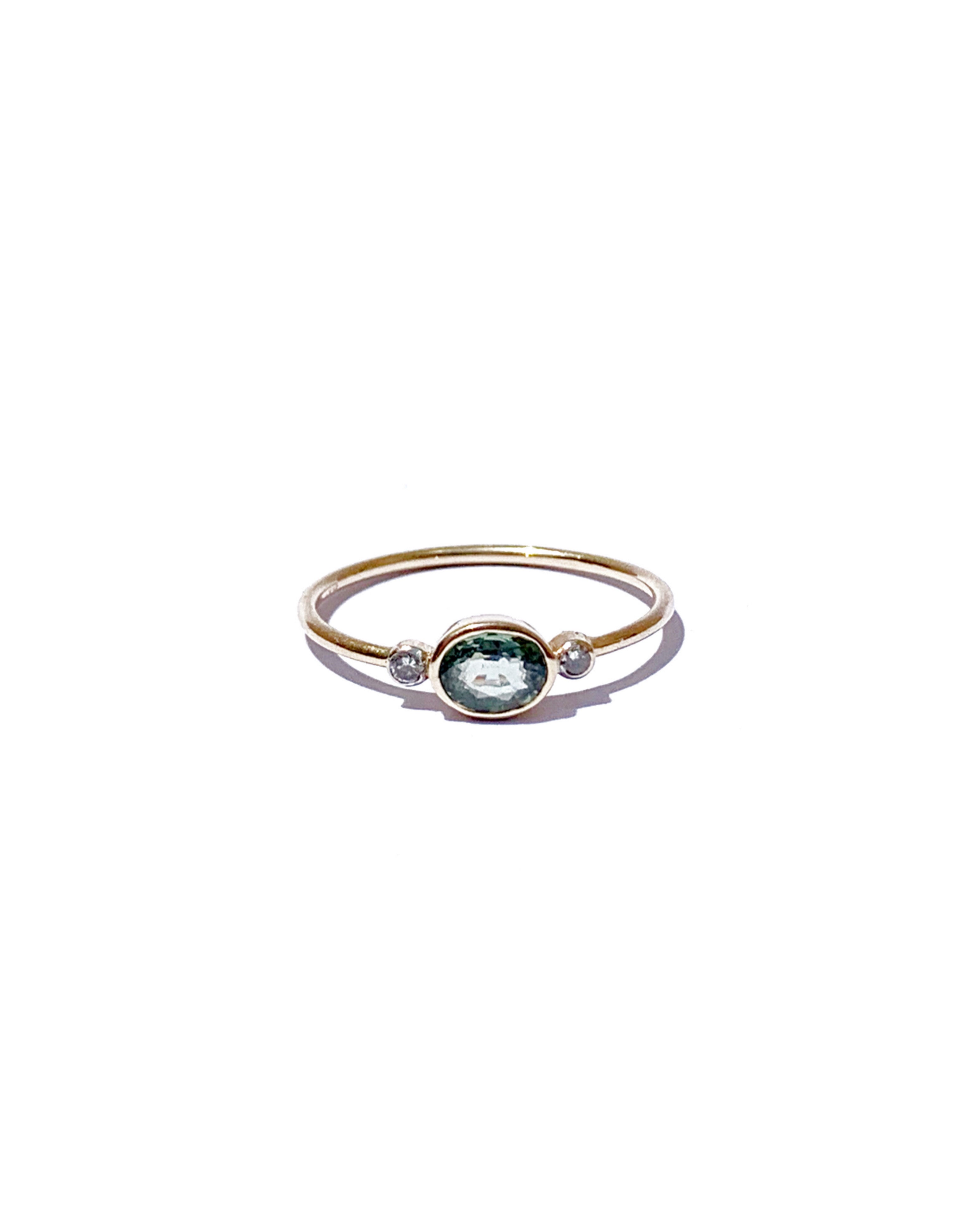 Bague Saphir Vert et Diamant en Or
