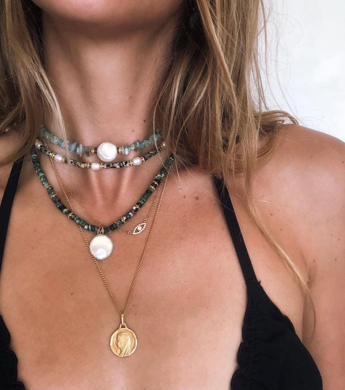 Pearl For Soul Aigue-Marine Necklace